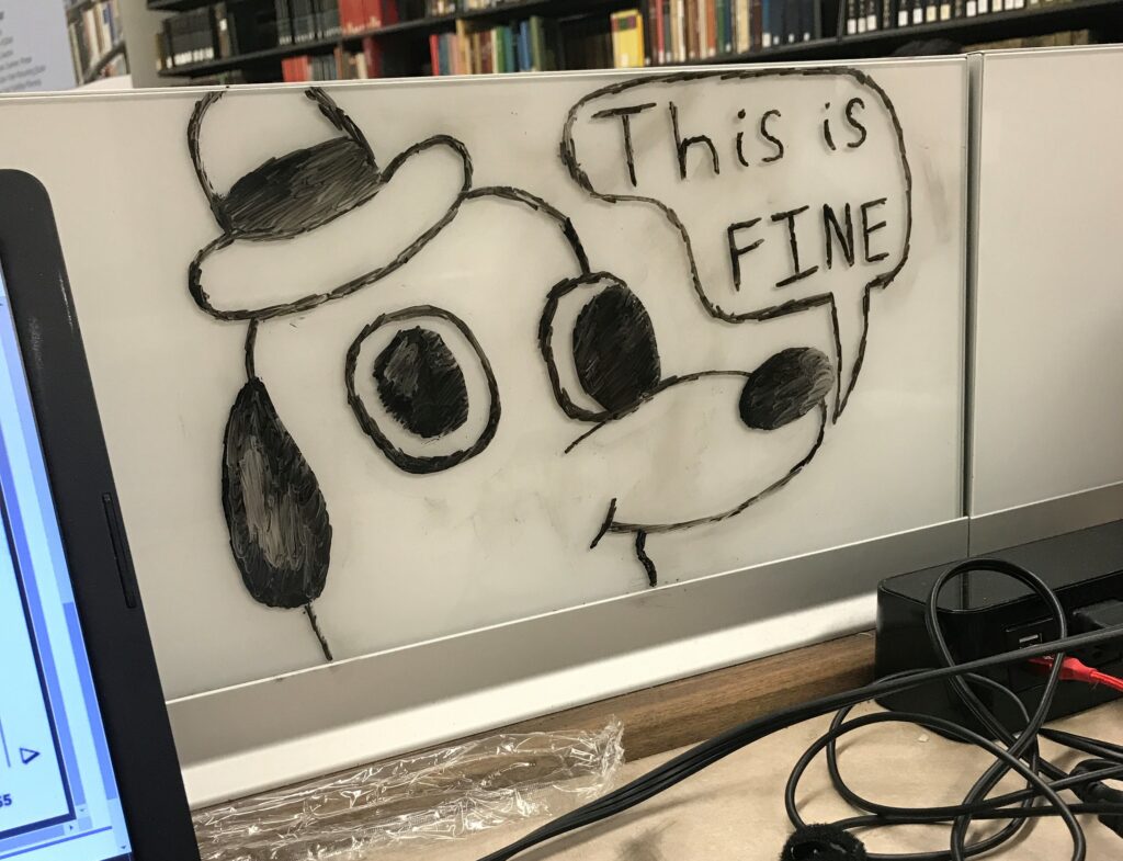 "This Is Fine Dog" Drawing I Made During Late Chemistry Studying